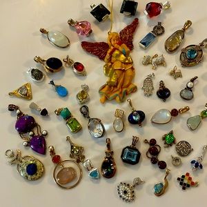 Beautiful 46 piece lot of ladies, assorted pendants/charms plus angel